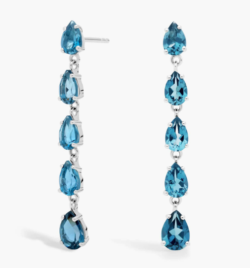 Pear Shaped London Blue Topaz Drop Earrings in Sterling Silver